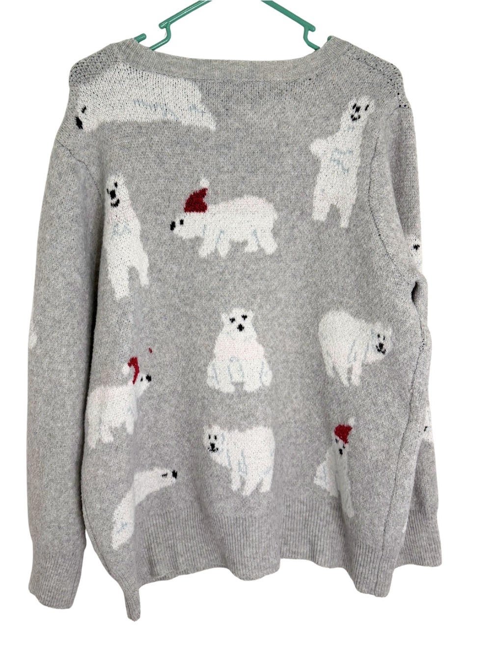 3/$20 Holiday Time Grey Crewneck Sweater with White Polar Bears Size 1X - Picture 2 of 4